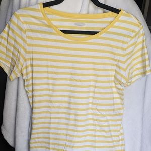 Old Navy Cotton T-Shirt, Medium Tall yellow and white stripes